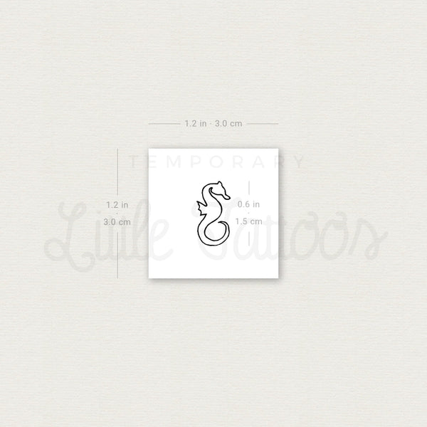 Minimalist Seahorse Temporary Tattoo - Set of 3