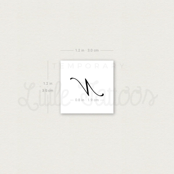 Letter N Script Temporary Tattoo - Set of 3