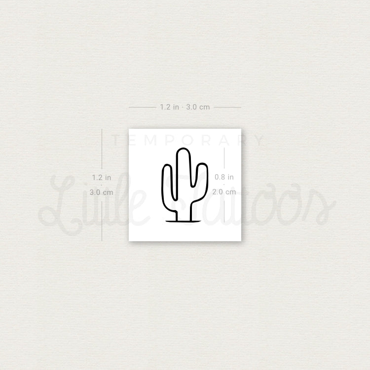 Small Saguaro Cactus Temporary Tattoo - Set of 3