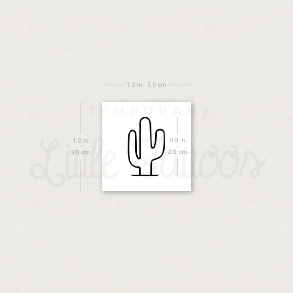 Small Saguaro Cactus Temporary Tattoo - Set of 3