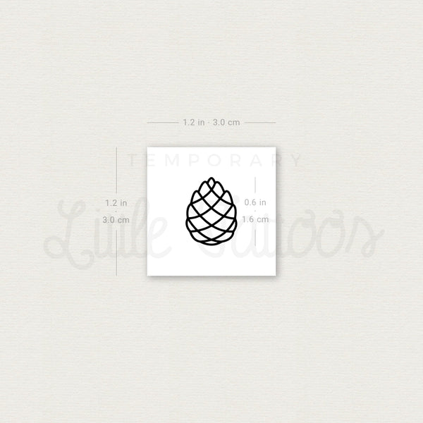 Minimalist Pine Cone Temporary Tattoo - Set of 3