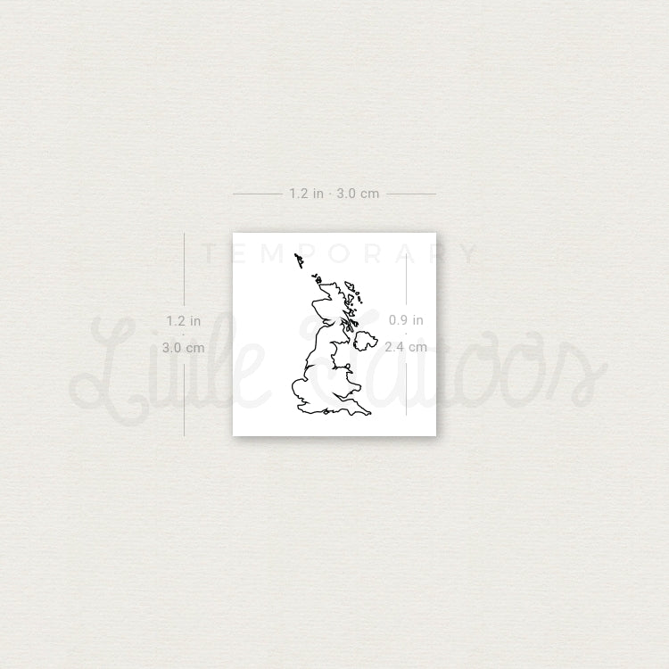 United Kingdom Map Temporary Tattoo - Set of 3