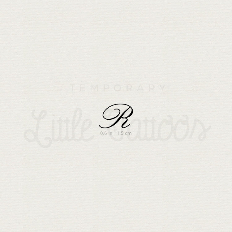Letter R Script Temporary Tattoo - Set of 3