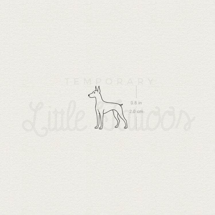 Fine Line Doberman Temporary Tattoo - Set of 3