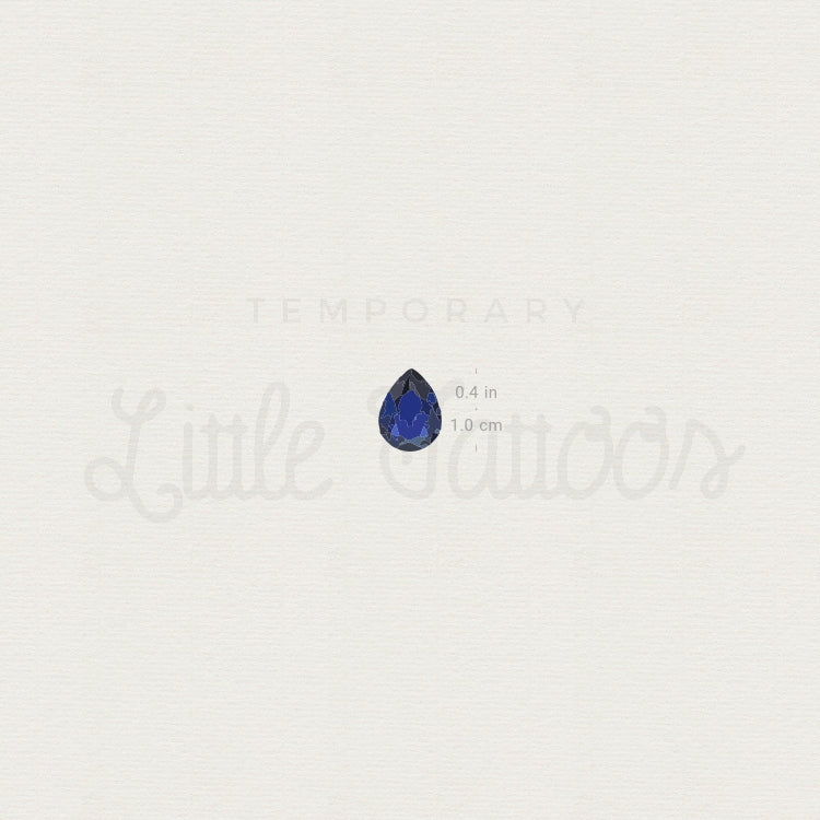 Sapphire Blue Pear Cut Temporary Tattoo - Set of 3