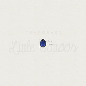 Sapphire Blue Pear Cut Temporary Tattoo - Set of 3