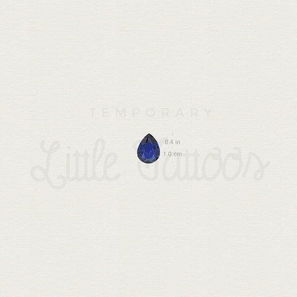 Sapphire Blue Pear Cut Temporary Tattoo - Set of 3