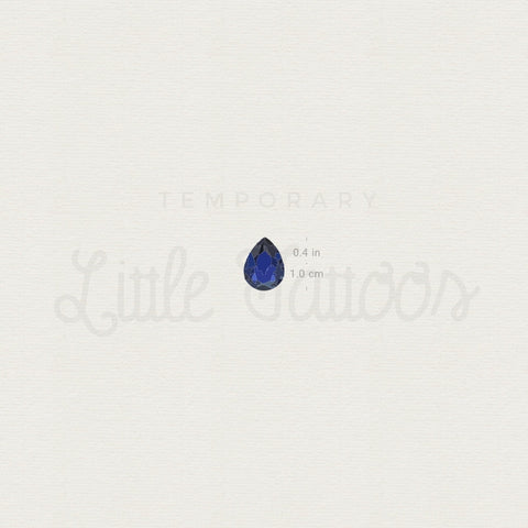 Sapphire Blue Pear Cut Temporary Tattoo - Set of 3