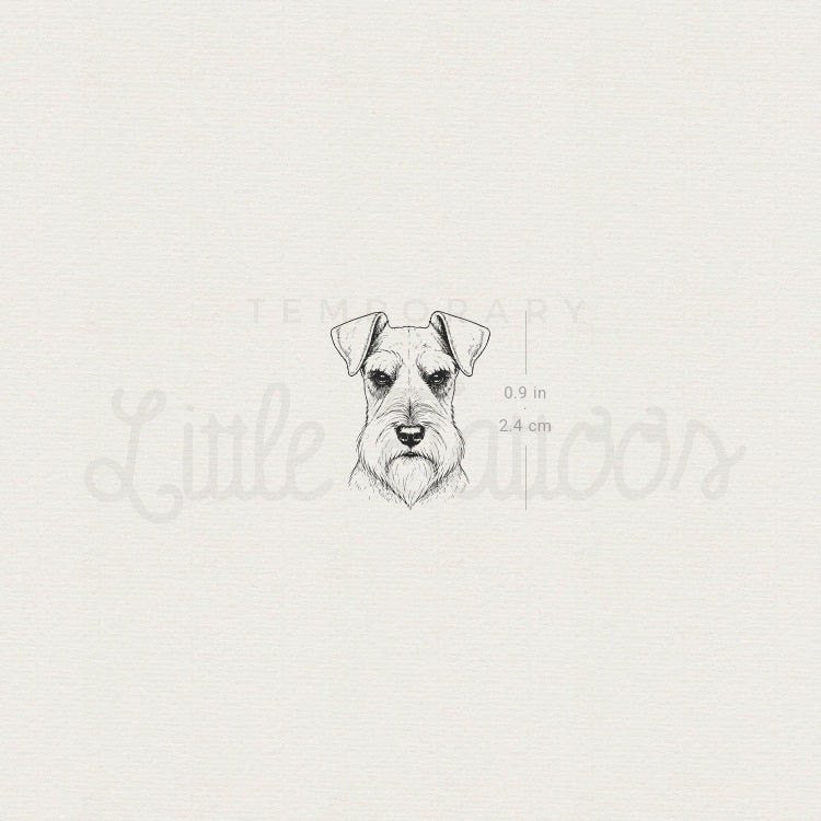 Fine Line Schnauzer Portrait Temporary Tattoo - Set of 3