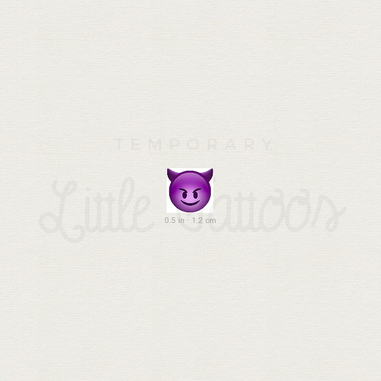 Smiling Face With Horns Temporary Tattoo - Set of 3