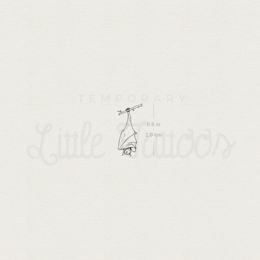Fine Line Sleeping Bat Temporary Tattoo - Set of 3