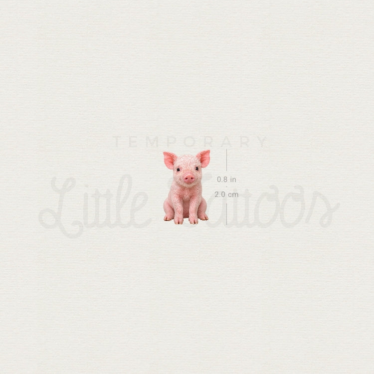 Seated Piglet Temporary Tattoo - Set of 3