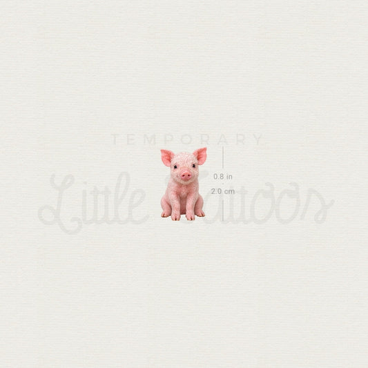 Seated Piglet Temporary Tattoo - Set of 3
