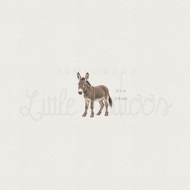 Watercolor Donkey Temporary Tattoo - Set of 3