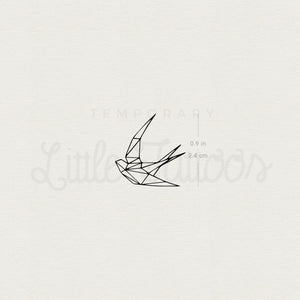 Low Poly Swallow Temporary Tattoo - Set of 3