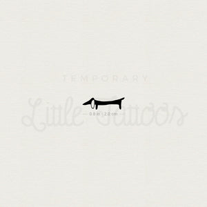 Black Dachshund Temporary Tattoo - Set of 3