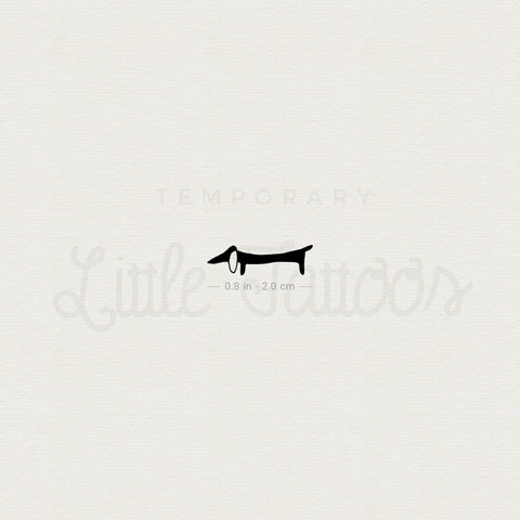 Black Dachshund Temporary Tattoo - Set of 3