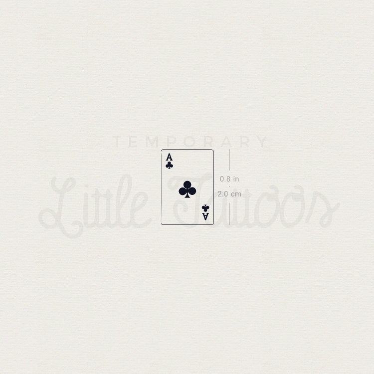Ace Of Clubs Card Temporary Tattoo - Set of 3
