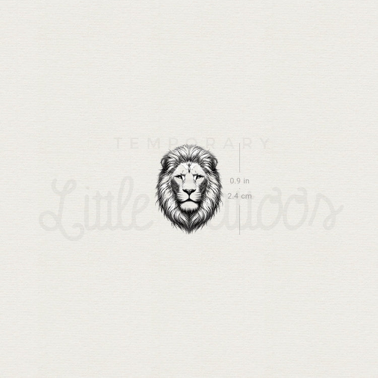 Small Black And Grey Lion Portrait Temporary Tattoo - Set of 3