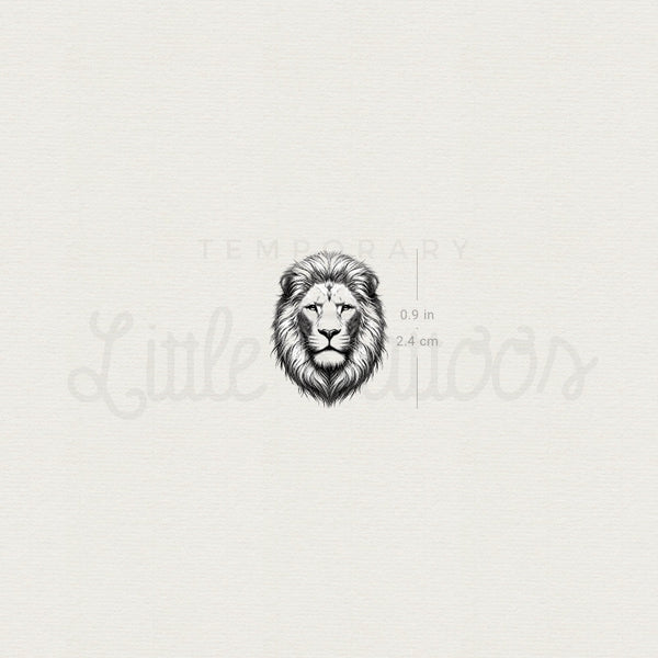 Small Black And Grey Lion Portrait Temporary Tattoo - Set of 3