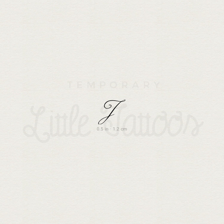 Letter J Script Temporary Tattoo - Set of 3