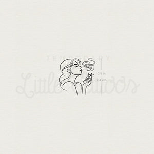 Woman Smoking Temporary Tattoo - Set of 3