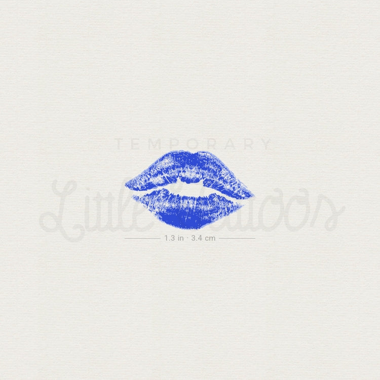 Blue Kiss Mark Temporary Tattoo - Set of 3