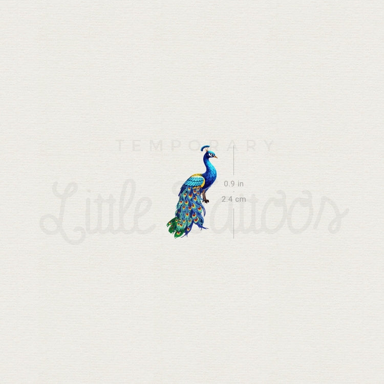 Small Peacock Temporary Tattoo - Set of 3