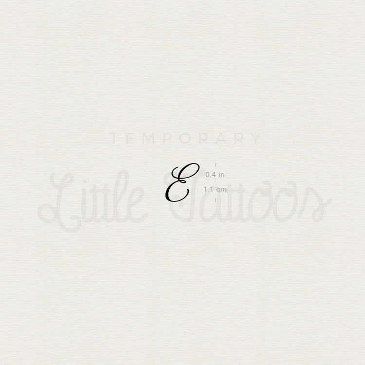Letter E Script Temporary Tattoo - Set of 3