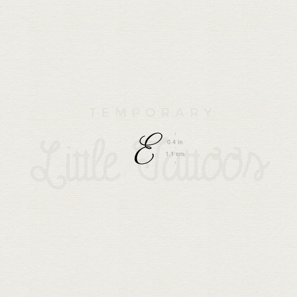 Letter E Script Temporary Tattoo - Set of 3