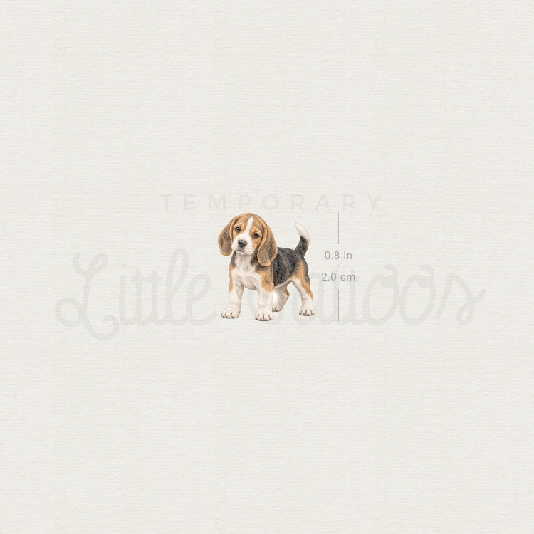 Beagle Puppy Temporary Tattoo - Set of 3