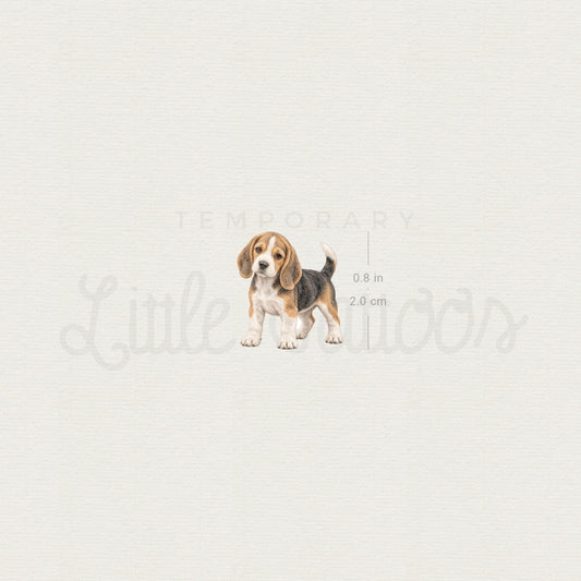 Beagle Puppy Temporary Tattoo - Set of 3