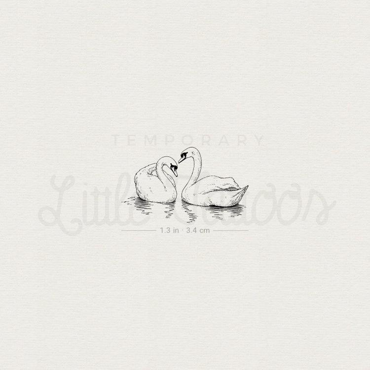 Swan Couple Temporary Tattoo - Set of 3