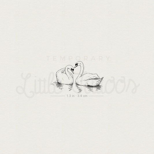 Swan Couple Temporary Tattoo - Set of 3