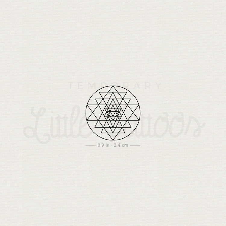 Small Sri Yantra Temporary Tattoo - Set of 3