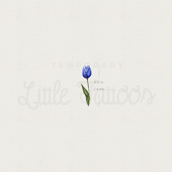 Small Blue Tulip By Lena Fedchenko Temporary Tattoo - Set of 3