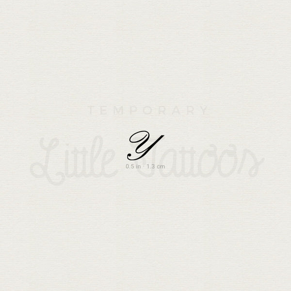 Letter Y Script Temporary Tattoo - Set of 3