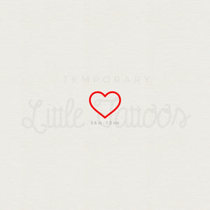 Red Heart Outline Temporary Tattoo - Set of 3