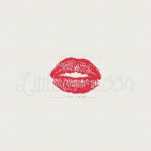 Red Kiss Mark Temporary Tattoo - Set of 3