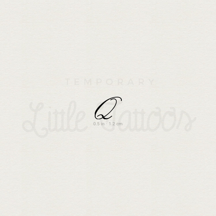 Cursive Q Script Temporary Tattoo - Set of 3