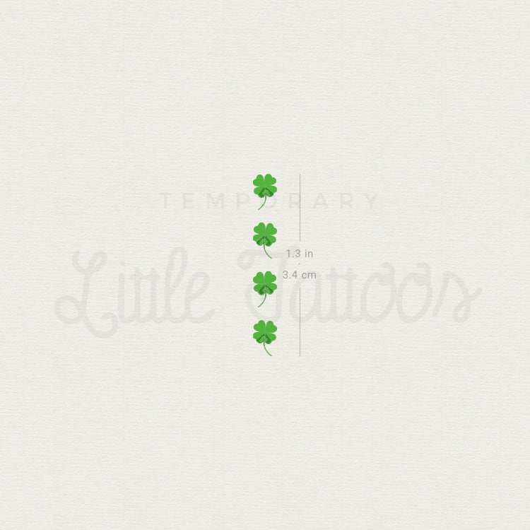 Four Tiny Four Leaf Clovers Temporary Tattoo - Set of 3