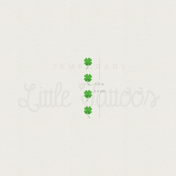 Four Tiny Four Leaf Clovers Temporary Tattoo - Set of 3