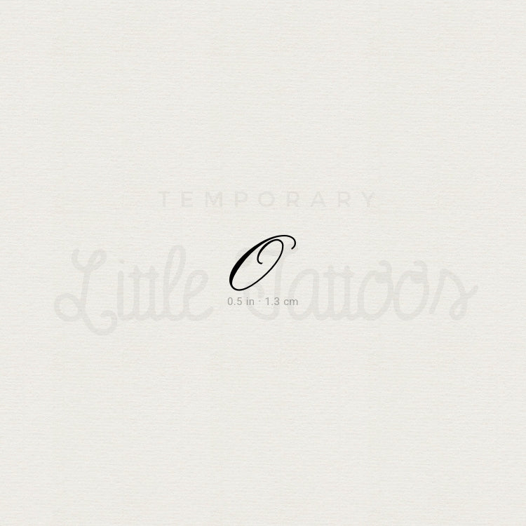 Cursive O Script Temporary Tattoo - Set of 3