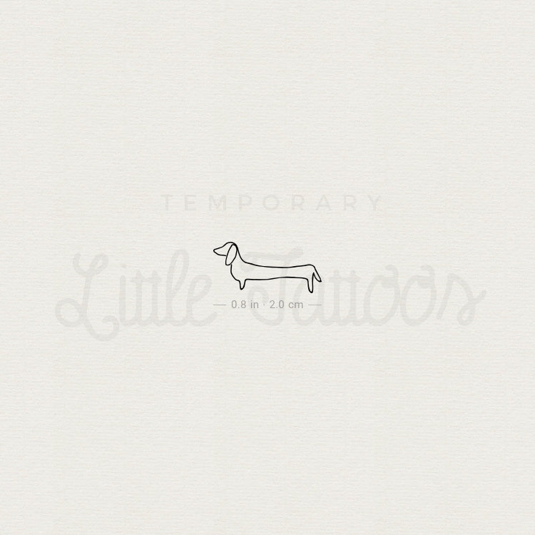 Single Line Dachshund Temporary Tattoo - Set of 3