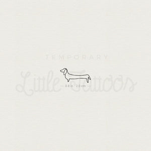 Single Line Dachshund Temporary Tattoo - Set of 3