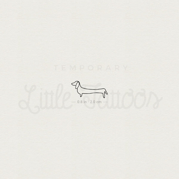 Single Line Dachshund Temporary Tattoo - Set of 3