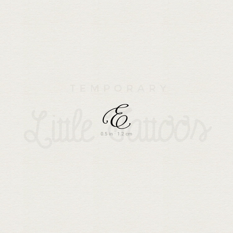 Cursive Letter E Script Temporary Tattoo - Set of 3