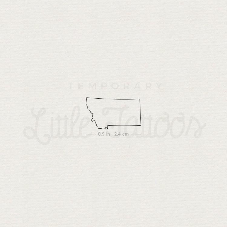 Montana Map Outline Temporary Tattoo - Set of 3