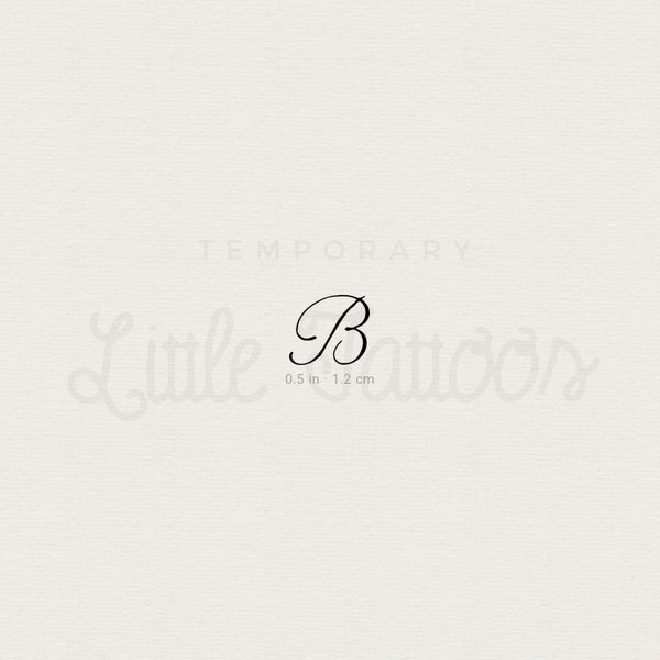 Letter B Script Temporary Tattoo - Set of 3