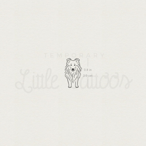Fine Line Collie Temporary Tattoo - Set of 3